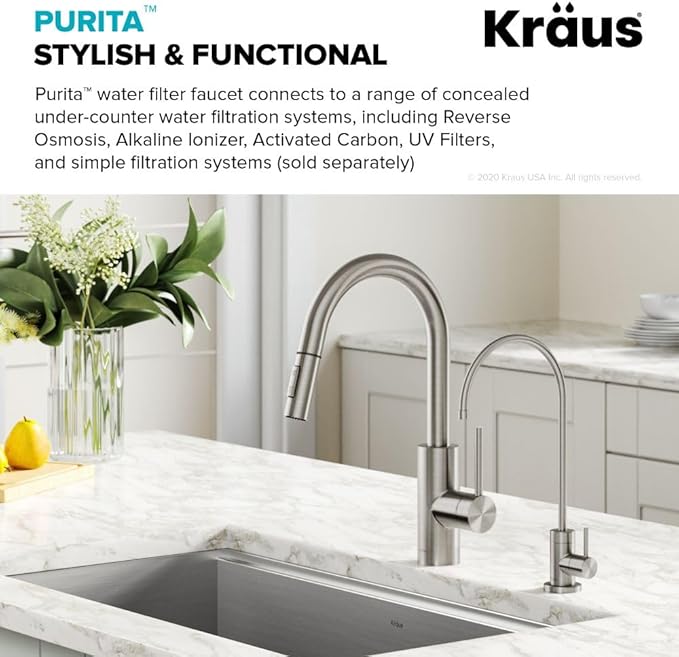 KRAUS Purita 100% Lead-Free Kitchen Water Filter Faucet in Spot Free Stainless Steel, FF-100SFS