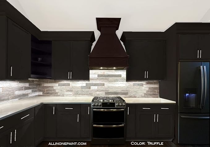 ALL-IN-ONE Paint, Durable cabinet and furniture paint. Built in primer and top coat, no sanding needed. Includes our 30 featured color card - Truffle (warm, dark brown), 8oz Sample