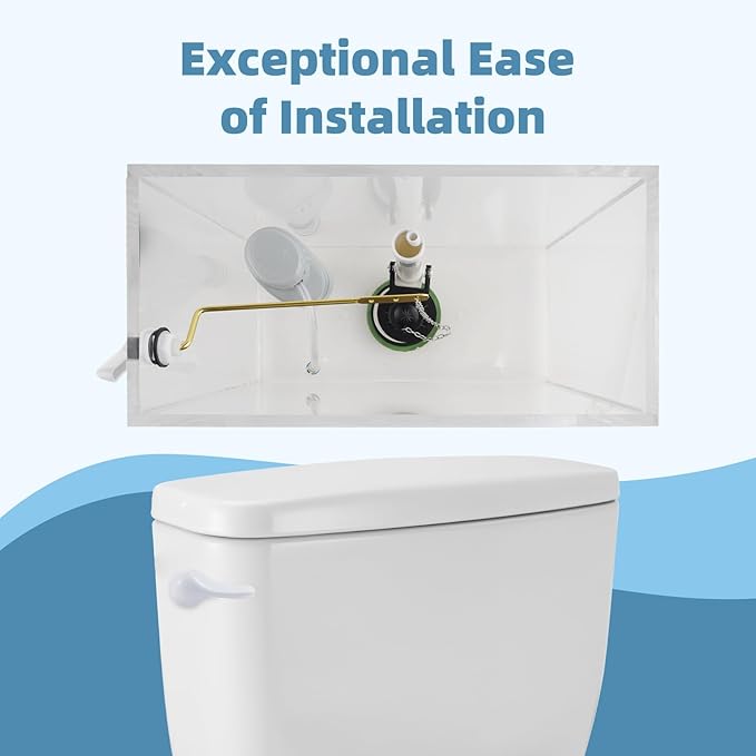 Universal Toilet Handle Replacement Kit Side Mount with 2-Inch Rubber Toilet Flapper, Toilet Tank Parts Compatible with Kohler, American Standard, TOTO, Mansfield, Angle Mount-White