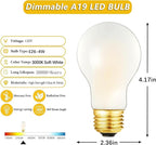 A19 Frosted Vintage LED Edison Bulbs 40W, E26 Dimmable LED Filament Light Bulbs, 3000K Soft White,4W Equivalent 40W,400LM, AC120V, A19 Frosted Light Bulbs with 90 CRI,6Pack