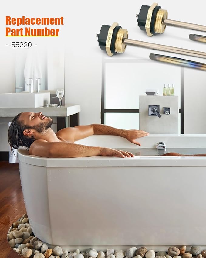 Water Heater Element Replacement Fit for Eco Eemax Rheem, Replace HE 55220, 5500W Titanium Water Heater Element with Rubber Gasket