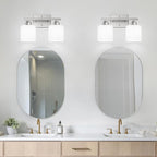 Brushed Nickel Bathroom Light, 2 Light Bathroom Vanity Light Brushed Nickel, Vanity Lamp with Milky White Frosted Glass Shades, E26 Socket