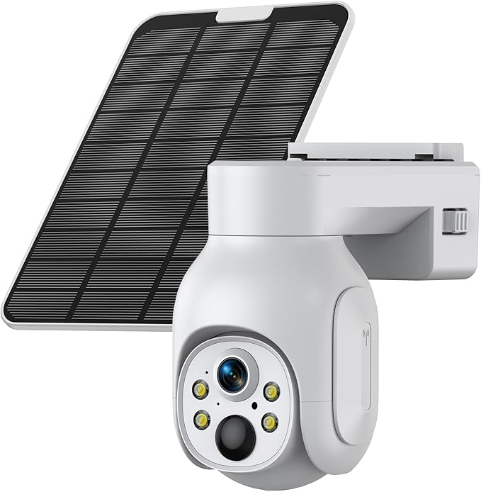 Solar Security Cameras Wireless Outdoor, 2K 360° View Solar Powered WiFi 4MP Security Camera for Home Security with Color Night Vision, PIR Detection, 2-Way Audio, Motion Alert, Easier to use