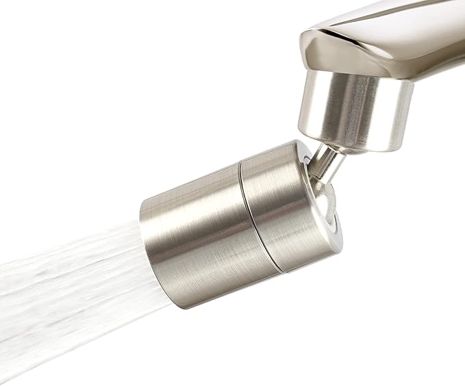 Hibbent Dual-function NSF/ANSI/CAN 61 Certified Faucet Aerator, CUPC Certification Rotate Kitchen Sink Aerator Sprayer Head 360° Swivel Sink Sprayer Attachment-55/64" Female Thread-Brushed Nickel