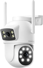 Dual Lens Security Cameras Wireless Outdoor, 2K Full HD Video, 360° View Pan/Tilt Home Security Camera with Color Night Vision, PIR Alarm, 2.4G/5G WiFi, Auto Tracking, 2-Way Audio, Easy to Install