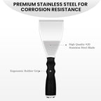 Mister Rui 2 Pack Paint Scraper Set, 3" Bent Paint Scraper with 10 in 1 Putty Knife, Stainless Steel Painting Tools, Metal Curved Floor Scraper for Cleaning, Removing, Repairing