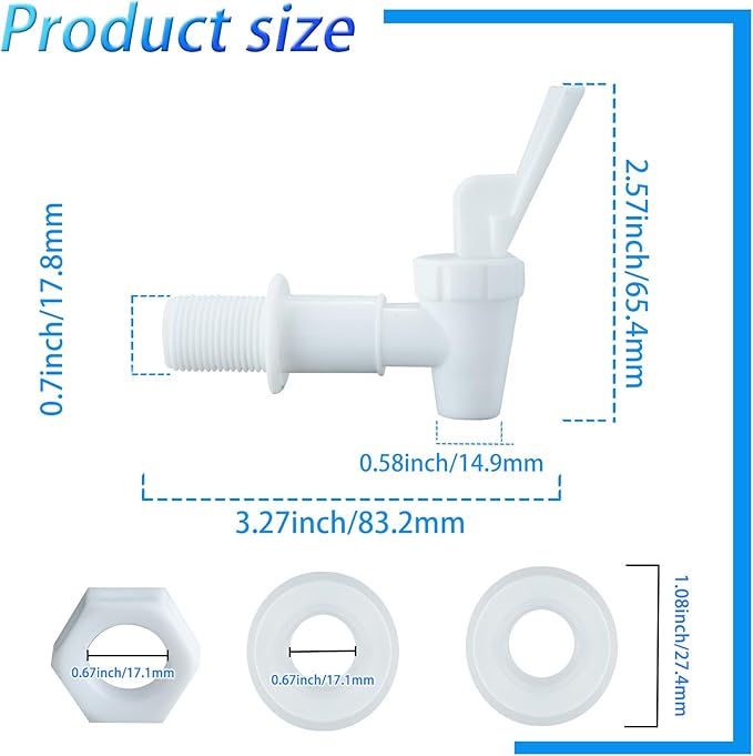 Replacement Cooler Faucet Water Bottle Jug,Water Dispenser Tap Set,BPA-Free Plastic Spigot Spout Water Beverage Lever Pour Dispenser Valve,Water Crock Tap (2 White)