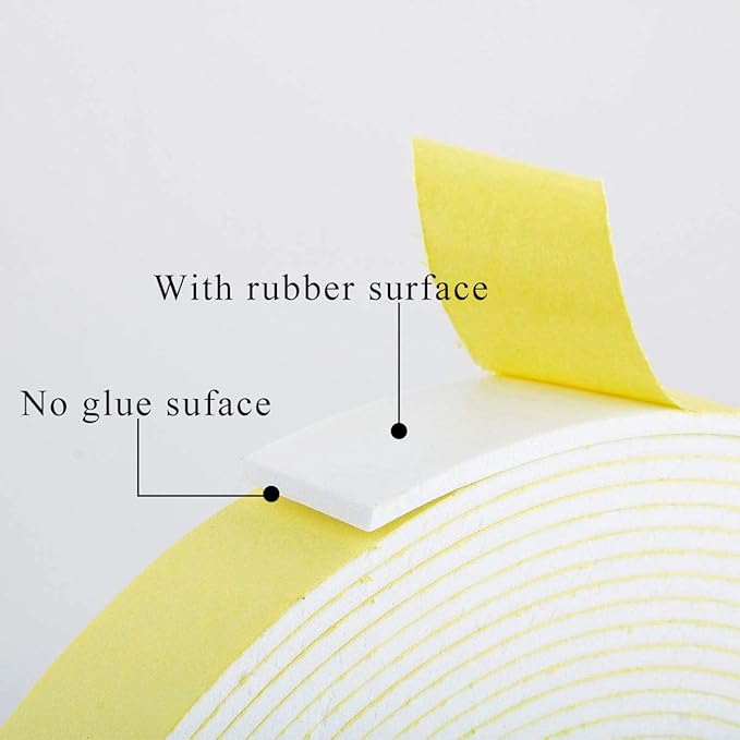 High Density Insulation Tape, Foam Tape with Adhesive- Weather Stripping, Waterproof, Door Seal, Windows, Air Conditioning, HVAC, Pipes, Adhesive Insulation Strips (White, 33Ft x 1/8” x 2”)