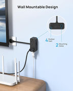 TROND Outlet Extender with 6 Inch Cord, Multi Plug Wall Outlet with 4 Electrical Sockets and 4 USB Ports, Wall Mountable, Flat Plug Adapter for Home Office Travel, Cruise Ship Essentials, Black