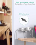 Mifaso Extension Cord, Surge Protector Power Strip, Long Extension Cord with 9 Outlets 3 USB Ports, Extension Cord with Multiple Outlets, USB Power Strip for Dorm Room Essentials, College (20FT,White)