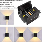 LANFU LED Aluminum Waterproof Outdoor Wall Sconce, 100-277V 3000K Outdoor Cube Square Wall Light Warm Light 2 LEDs Black 6W Outside Wall Lights for House Patio