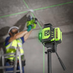 Huepar Laser Level 3x360 Self Leveling with 2 Rechargeable Batteries, 3D 12 Lines High Brightness Green Laser Level for Construction or Home Renovation, LS03CG