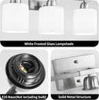 Brushed Nickel Vanity Light for Large Mirror, 6 Light Bathroom Lighting Fixtures Over Mirror with Milky White Frosted Glass Shades, 38 inch Bathroom Light for Mirrors, E26 Socket