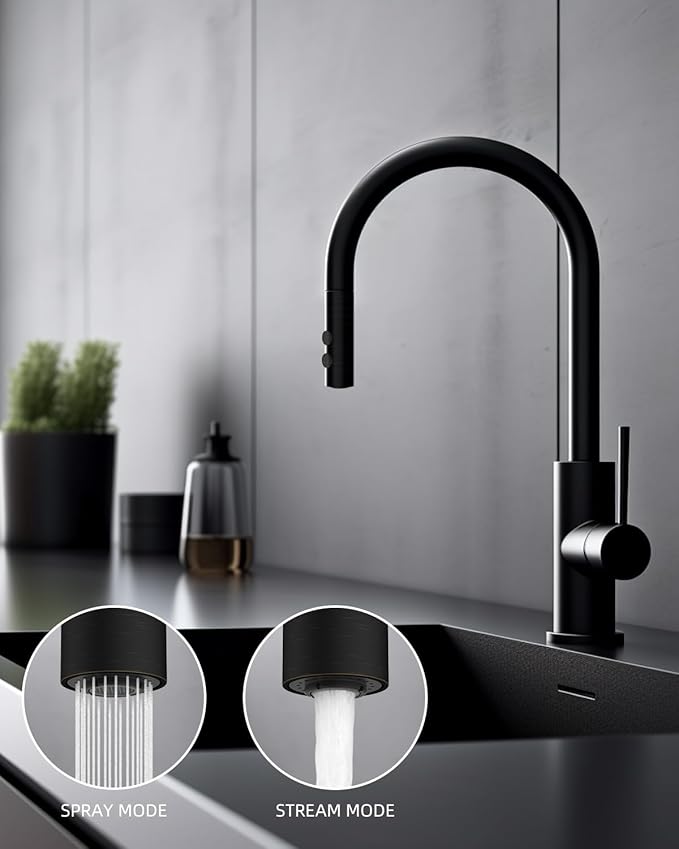 Hibbent Metal Pull Down Kitchen Faucet Head Replacement with 15 Adapters, Sink Spray Head, 2 Function Spray Nozzle Compatible with Moen, American Standard, Delta, Kohler Faucets, Oil-Rubbed Bronze