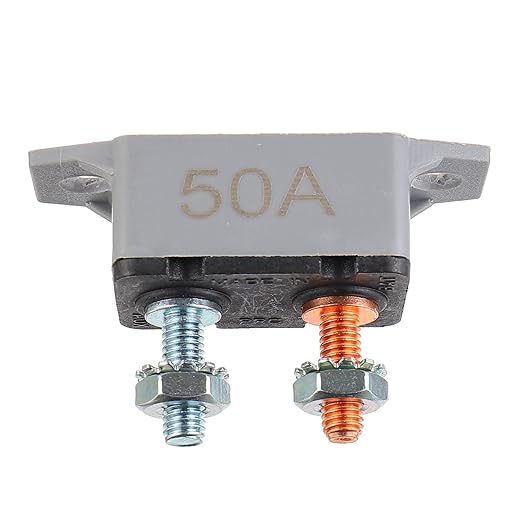 50A 12V-24V Automatic Reset Circuit Breaker with Cover Stud Bolt for Battery Chargers Trucks Car Engines and More(2pcs)
