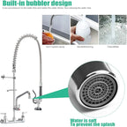 IMLEZON Commercial Faucet, Wall Mount Sink Faucet 8 Inch Center 47 Inch Commercial Kitchen Faucet with Pre-Rinse Sprayer and 12 Inch Swivel Spout