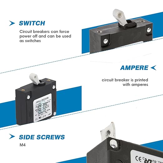 GLOSO J Type Toggle Hydraulic Magnetic Single Pole Circuit Breaker AC/DC Manual Reset Switch Yachts Campers Caravans Black Toggle,10A, J1P