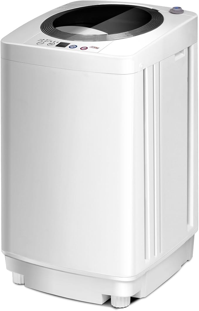 RELAX4LIFE Full-Automatic Portable Washing Machine, 8 LBS Capacity w/6 Programs & 3 Water Levels, LED Display, Drain Pump, Compact Laundry Washer and Dryer Combo for Home, Dorm, Apartment, RV, Camping