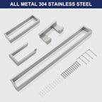Brushed Nickel 4-Piece Bathroom Hardware Accessories Set, Bathroom Hardware Set including Towel Bar,Towel Holder, Toilet Paper Holder,Towel Hook, SUS304 Stainless Steel Bath Towel Bar Set Wall Mounted