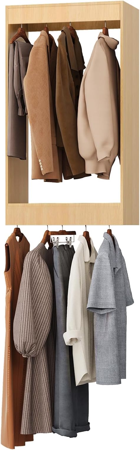 ROOMTEC 22.5" Double Hanging Closet Unit, Modular Closet System with Hanging Rod, Wardrobe Organizer for Bedroom or Walk-in Closet, Wall Mounted, Customizable Clothes Storage Unit, Wood