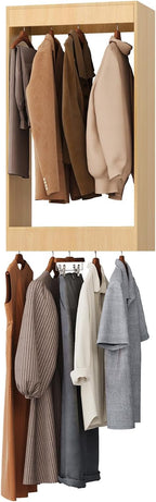 ROOMTEC 28.5" Double Hanging Closet Unit, Modular Closet System with Hanging Rod, Wardrobe Organizer for Bedroom or Walk-in Closet, Wall Mounted, Customizable Clothes Storage Unit, Wood