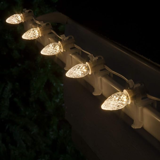 Wintergreen Lighting 25 Pack OptiCore C7 LED Christmas Light Bulbs - Replacement LED Christmas Lights Heavy Duty Premium Outdoor Christmas Lights, E12 Base(Warm White Faceted)