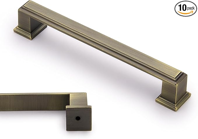 10 Pack 5 Inch(128mm) Hole Center Brushed Antique Bronze Modern Cabinet Pulls Kitchen Cabinet Handles Kitchen Cabinet Hardware Timeless Drawer Pulls for Dresser Cupboard Wardrobe, B-Bronze(5x10)