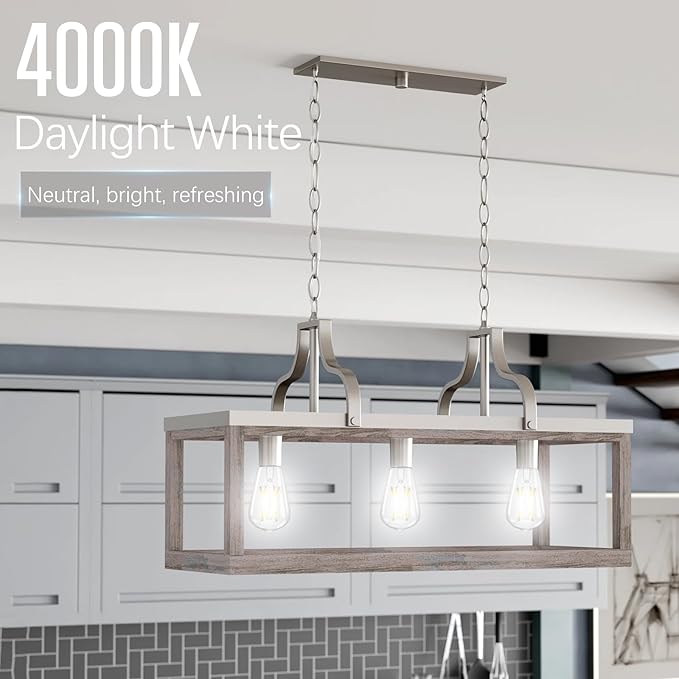 Edison Bulbs 60 watt Equivalent LED, E26 Bulb Dimmable, Cool White 4000K, ST58 Vintage Light Bulbs, 90+ CRI, 6W 600LM, E26 Medium Base, Clear Glass, 18 Pack