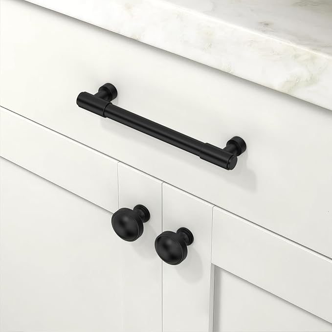 10 Pack Matte Black Cabinet Pulls 5 Inch(128mm) Kitchen Cabinet Handles Cabinet Hardware for Drawer Pulls