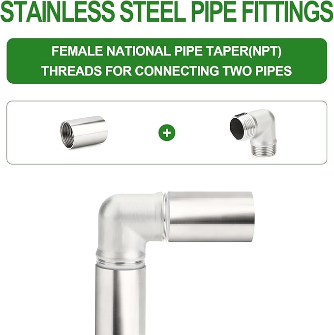 TAISHER 1PCS Stainless Steel Pipe Fittings, 1-1/2" NPT Female x 1-1/2" NPT Female Threaded, 6" Length Nipple Cast Pipe
