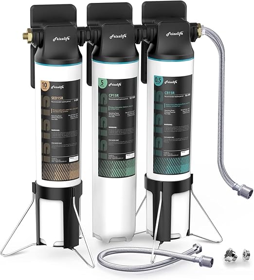 Frizzlife TW15 Under Sink Water Filter System, NSF/ANSI 53&42 Certified Elements, Reduce 99.99% Lead, Chlorine, Chloramine, Fluoride, Bad Taste & Odor, Direct Connect, 0.5 Micron, USA Tech Support
