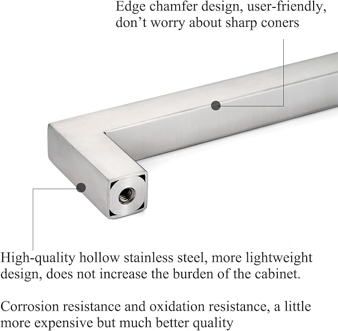 30 Pack 5 Inch (Center to Center 5in) Brushed Nickel Cabinet Pulls Square Drawer Handles Sliver Cupboard Handles Modern SUS 304 Stainless Steel Kitchen Cabinet Handles