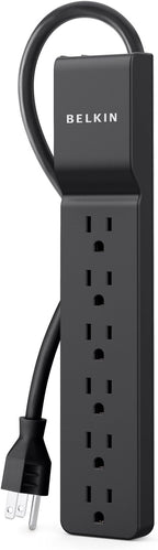 Belkin 6-Outlet Home And Office Surge Protector With Essential Power Filtration And 4ft Cord, 700 Joules, Black