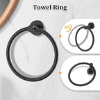 Matte Black Bathroom Hardware Accessories Set 5-Piece Towel Bar Set Includes 23.6in Towel Bar Toilet Paper Holder with Shelf,Towel Holder Set for Bathroom Stainless Steel Wall-Mounted