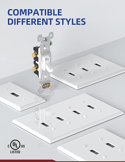 Self-Grounding ON Off Toggle, Residential Grade, UL Listed, Quickwire Push-in & Side Wired (White, 20 Pack)