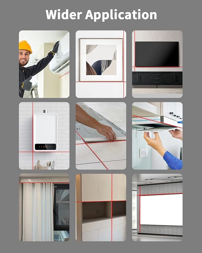 4-in-1 Laser Level with Line Laser, Drill Dust Collector, Wall Bracket, Electronic Vacuum Suction Cup, 1800 mAh Battery, Leveler Tool Perfect for Picture Hanging, Painting, Home Renovations