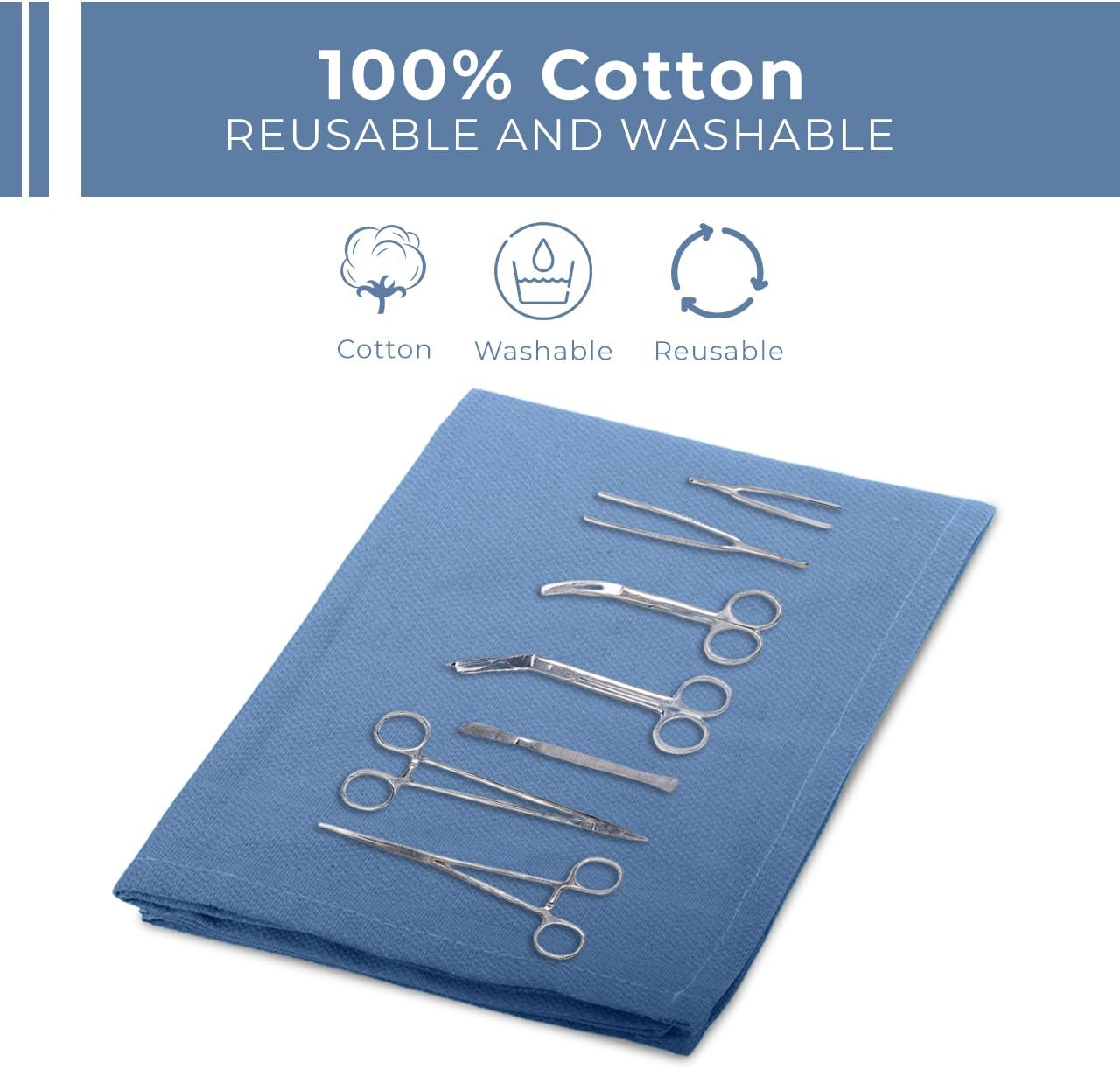Avalon Towels Surgical Huck Towels (Pack of 12) Size 17x26 Inches, 100% Cotton Cleaning Cloths, Multi-Purpose, Perfect for Hospitals and Home (Blue)
