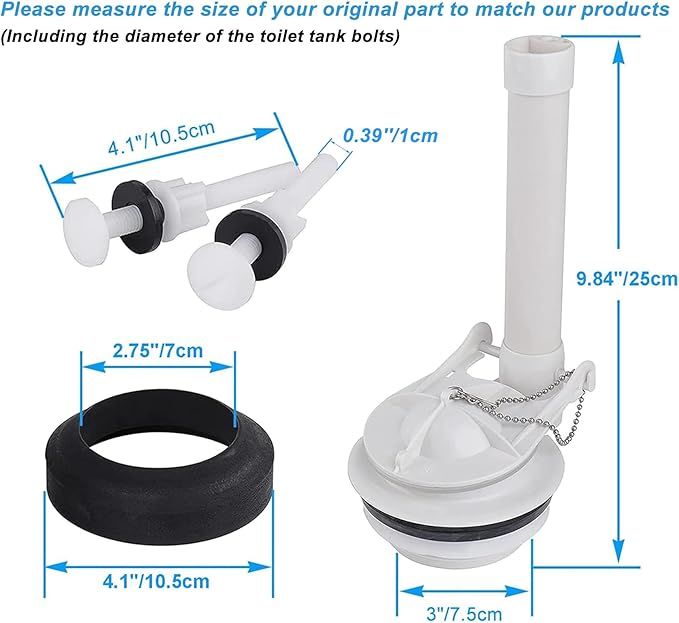 3-Inch Toilet Flush Valve Replacement 2-piece Toilet Tank Parts with Gasket and Bolts Fit for American Standard 738921-100.0070A Easy to Install High Performance Water-Saving