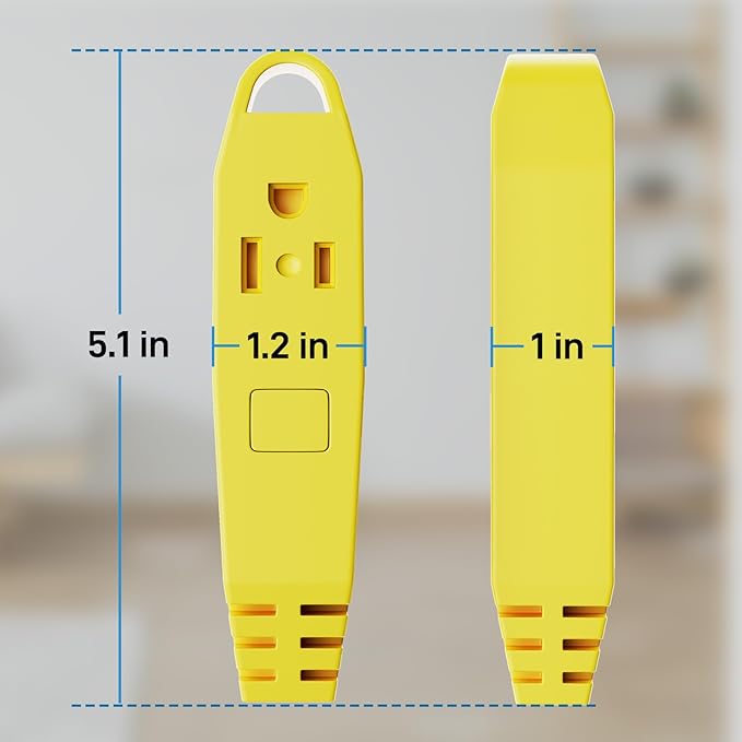 K KASONIC - 3-Feet 3 Outlet Extension Cord, UL Listed, 16/3 SJTW 3-Wire Grounded, 13 Amp 125 V 1625 Watts, Multi-Outlet Indoor/Outdoor Use, Yellow