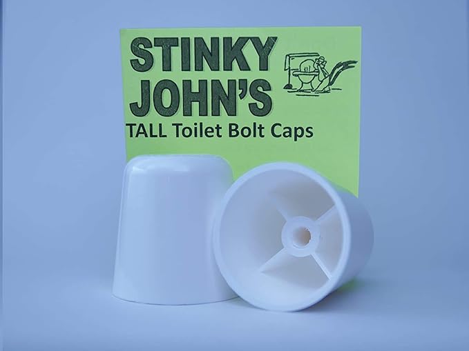 Stinky John's Tall Toilet Bolt Caps: Don't Cut Those Bolts! 100% Made in USA! (Universal Fit, 4 Pack)