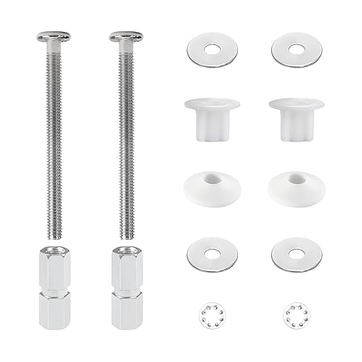2Pcs Universal Toilet Tank Bolts Nuts, Heavy Duty Toilet Seat Screw Bolt Set, Premium Stainless Steel Hardware with Rubber Washers, Extra Long Nuts Easy Installation (MFL01)
