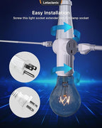 Light Socket to Plug Adapter, 2-Pack Pull Chain 2/3 Prong Light Socket Adapter E26/E27 Light Bulb Outlet Socket Polarized Plug Converter for Garages, Living Rooms, hallways, and More