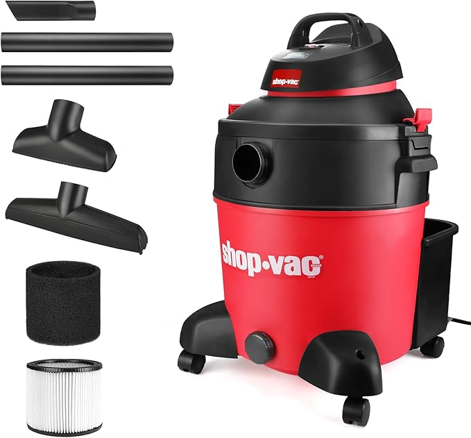 Shop-Vac 5983089 12 Gallon 5.5 Peak HP Wet/Dry Vacuum, 2.5 Inch Diameter x 8 Foot Hose, 12 Foot Cord, Ideal for Jobsite, Garage & Workshop
