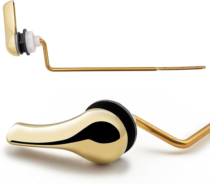 Qualihome Toilet Handle Replacement (Brass Polished, Side Mount)