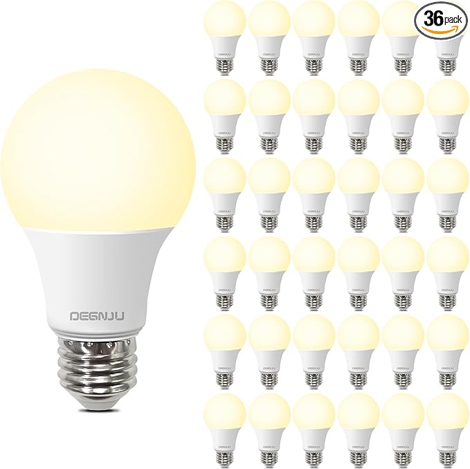 36 Pack LED Light Bulbs Soft White 2700K, 60 Watt Equivalent LED Bulbs, A19 Standard Bulbs, 800 LM, 15000 Hours, E26 Base, Non-Dimmable, 8W White LED Bulbs for Bedroom Living Room