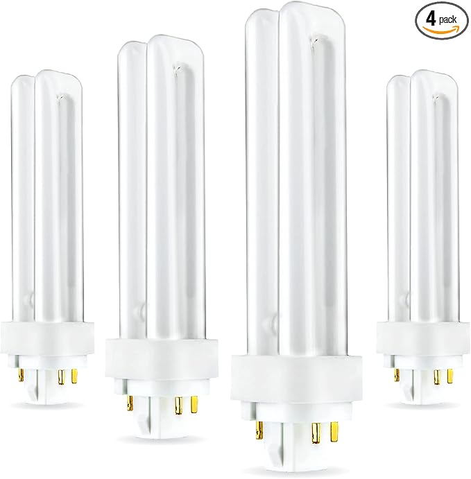 (4 Pack) PLC-18W 841, 4 Pin G24q-2, 18 Watt Double Tube, Compact Fluorescent Light Bulb, Replaces Sylvania 20668 and PL-C 18W/841/4P/ALTO
