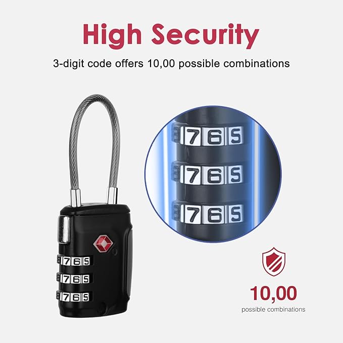 TSA Locks for Luggage, Compatible Locks 4 Digit Padlock for School Gym Sports Locker Combination Lock Security Padlock Travel Lock for Suitcase Luggage Backpack, Cabinet Filing Cabinets（2 Pack ）