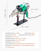 VEVOR Handheld Plastic Welding Extruder, 800W Hitachi Motor Extrusion Welding Gun - 0.79 in Weld Width & 360° Nozzle, Dual Heating System PP PE PVC HDPE Extrusion Welder for Membrane Pipe Plate