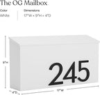 post & porch The OG Mailbox | Wall Mounted Mailbox | Black/Brown/White/Grey, 1 Size, Weatherproof Mail Box for Outside | Customizable (White)