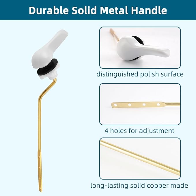 Hygie Rinse Metal Toilet Handle Replacement Kit Universal Side Mount Fit, Toilet Lever Compatible with American Standard/Glacier Bay/Gerber, Toilet Flush Handle with Flapper Chain, Chrome